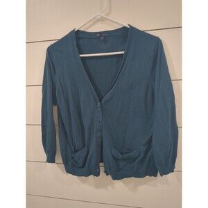 Gap blue cardigan women's large 100% cotton spring summer cottage